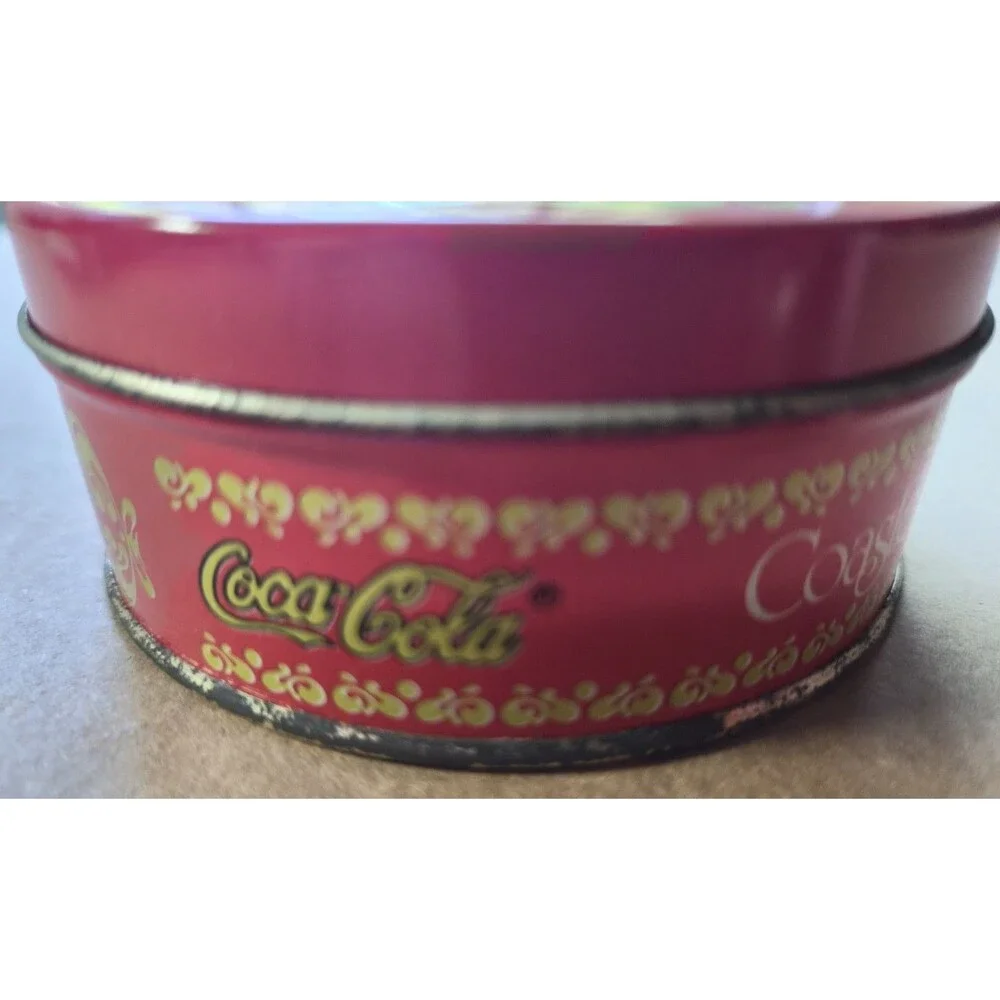 Vintage Coca Cola Old Fashioned Tin & Coasters Victorian Lady Cork Back Set